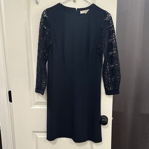 LOFT Navy Long Sleeve Lace Dress